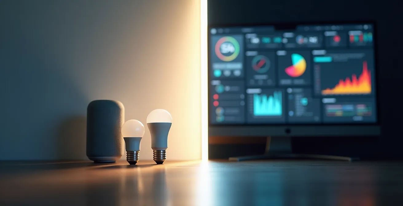 Split composition showing two different automation setups in home offices