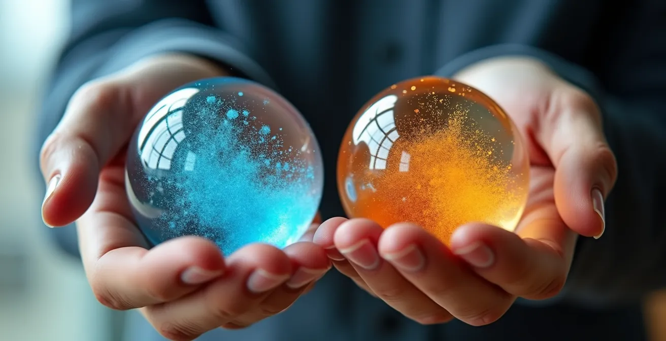 Abstract visualization of separated data streams in cloud storage