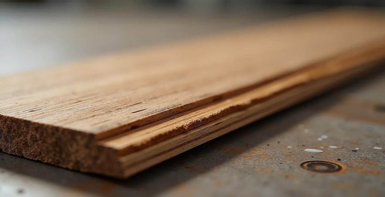 Close-up of flooring sample in environmental testing chamber