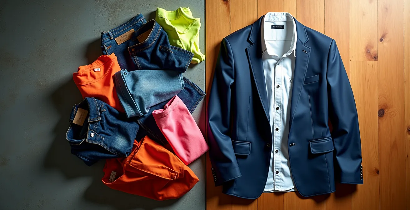 Visual comparison showing trendy items versus classic wardrobe staples