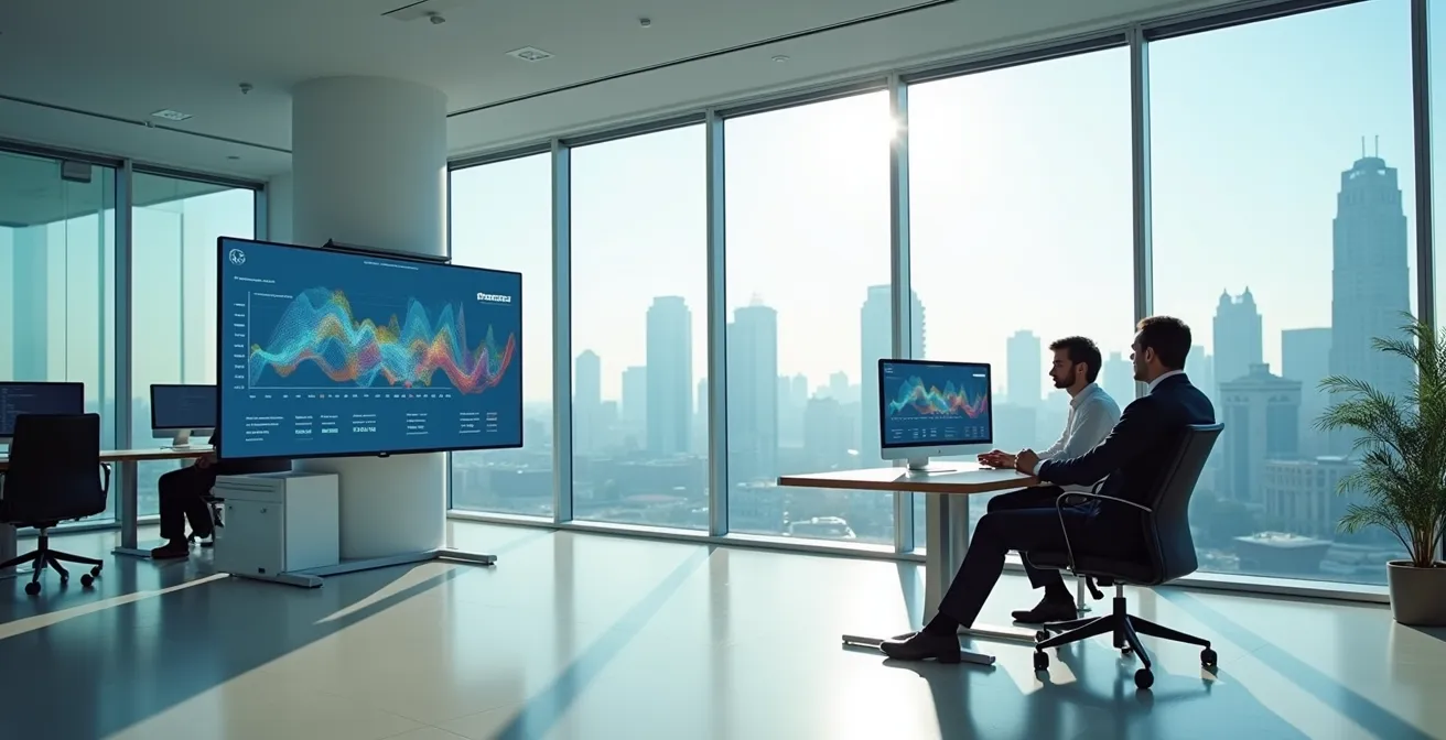 Financial advisor showing retirement calculation chart to client