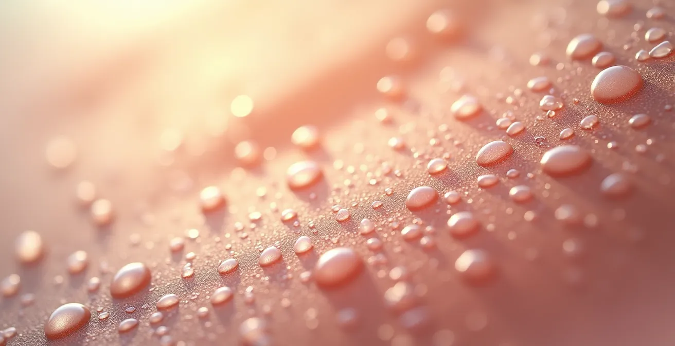 Close-up of healthy skin barrier with visible ceramide layers